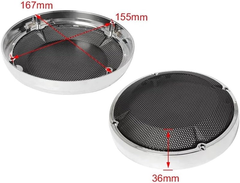 VPZMT 6.5" Speaker Grill Cover for Saddlebag/Lids Lower Leg Vented Fairing for Harley Touring/Street Glide/Electra Glide/Road King/Road Glide/Ultra Limited 1983-2023 Modles (Chrome) - Image 3